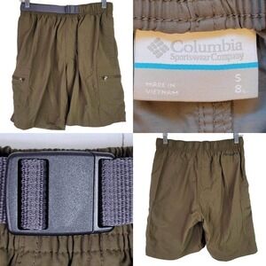 Columbia 8” Shorts Nylon Casual Hiking Lined Cargo Mens S Green Belt